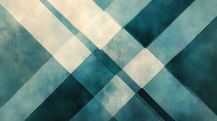 Fototapeta premium Abstract Teal and White Diagonal Stripes Soft Light Painting. AI Generated