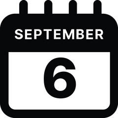 September 6 calendar icon design vector illustration