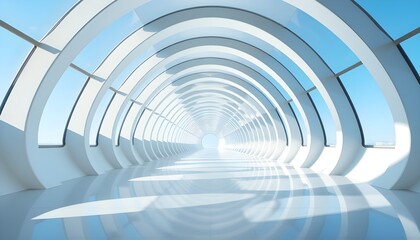 Modern Simplicity: 3D Render of a Sleek, Curved Architectural Space