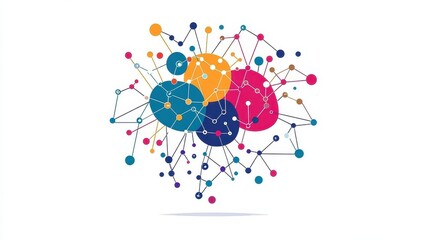 Obraz premium A creative mind map chart clipart, brainstorming process element, colorful connected nodes, flat design, isolated on white background.