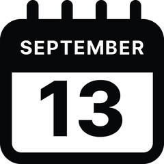 September 13 calendar icon design vector illustration