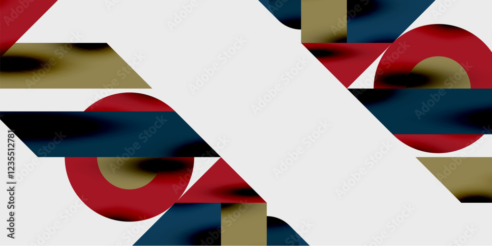 Aufkleber Modern abstract background featuring circles, lines, and triangles in a dynamic geometric composition. Perfect for stylish, tech, or creative-themed designs