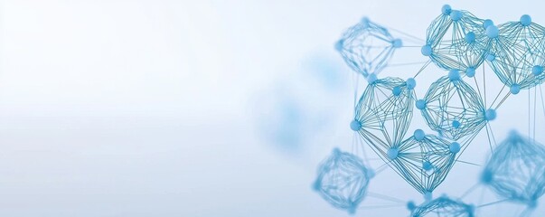 Abstract Connection of Molecules in Light Blue Background