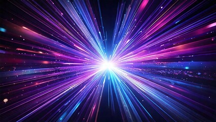 魔法のようなキラキラ 宇宙風サンバースト 青紫色 水色 近未来の雰囲気 背景素材 16:9サイズ AI生成素材	