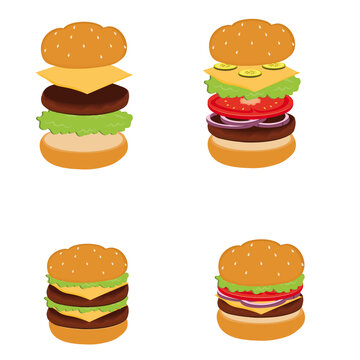 Hamburger diagram, Double Cheeseburger and Cheeseburger with toppings