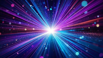 Fototapeta premium 魔法のようなキラキラ 宇宙風サンバースト 青紫色 水色 近未来の雰囲気 背景素材 16:9サイズ AI生成素材 