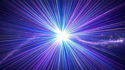 Obraz premium 魔法のようなキラキラ 宇宙風サンバースト 青紫色 水色 近未来の雰囲気 背景素材 16:9サイズ AI生成素材 