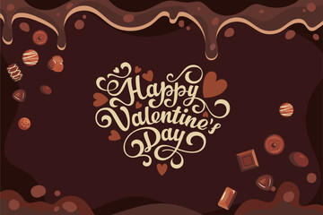 Sweet Valentine's illustration combines beautiful lettering, heartwarming chocolate drips, and assorted sweets, making it a great choice for valentine's posters, packaging, and digital designs