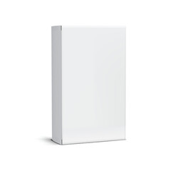 Naklejka premium Realistic Blank Vertical Box Packaging Mockup for Branding on White Background Vector