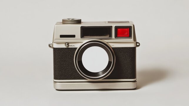 A close-up of a classic Polaroid camera with a blank space for text or an image.