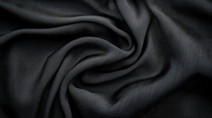 Obraz premium Textured Black Fabric with Swirling Patterns and Soft Finish