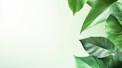 A tropical-themed PowerPoint template with large, bold green leaves.