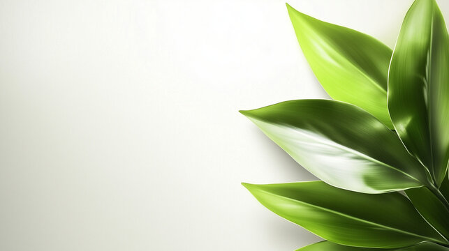 A lively PowerPoint template with tropical leaves arranged asymmetrically around the borders. 