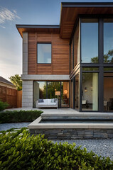 Fototapeta premium Modern Architectural Design: Luxurious House with Stunning Exterior and Landscape