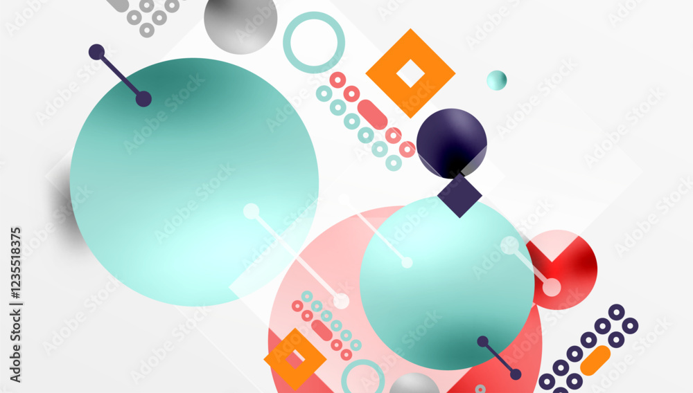 Aufkleber minimalistic abstract vector design, layered geometric shapes circles, squares, and triangles with s