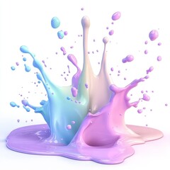 Pastel paint splash explosion, white background, advertising