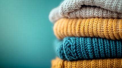 Cozy Knitwear Stack Soft Warm Autumn Colors. AI Generated