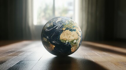 A photorealistic 3D render to view a holographic Earth, displaying live global trade data. 