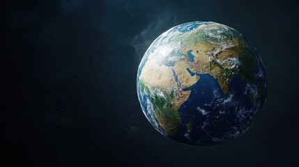A photorealistic 3D render to view a holographic Earth, displaying live global trade data. 