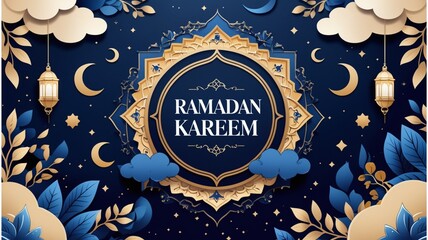 Ramadan kareem greeting card background. Islamic culture, arabic style. Ramadan mubarak.