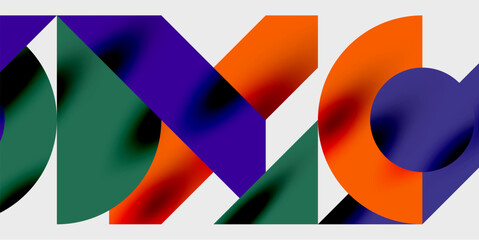 Obraz premium Modern abstract background featuring circles, lines, and triangles in a dynamic geometric composition. Perfect for stylish, tech, or creative-themed designs