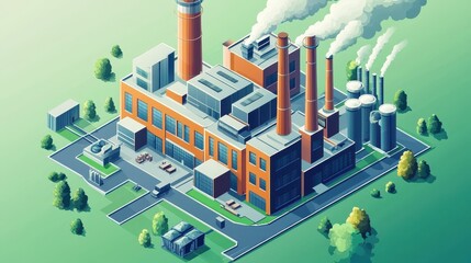 A large industrial plant with a lot of smoke coming out of it