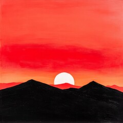 Obraz premium Black mountains under a red sky.