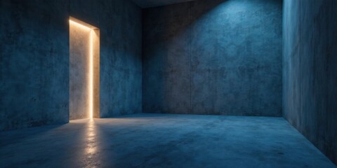 Obraz premium Illuminated Passageway in a Dark Concrete Room A Glimmer of Hope and Mystery
