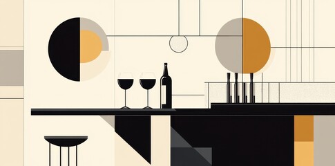 Abstract Geometric Wine Bar Interior Design