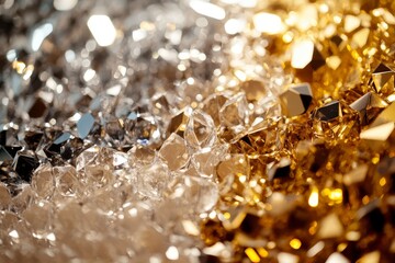 Shimmering Metallic Geometric Shapes in Silver and Gold Tones