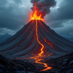 4k high quality Ai generative HD high definition artwork photo volcano in the sky