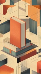 Abstract Geometric Book Stack Illustration Design