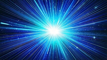魔法のようなキラキラ 宇宙風サンバースト ブルー 水色 近未来の雰囲気 背景素材 16:9サイズ AI生成素材