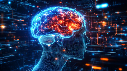 Fototapeta premium Neural Networks in Action The Intersection of AI and Human Thought