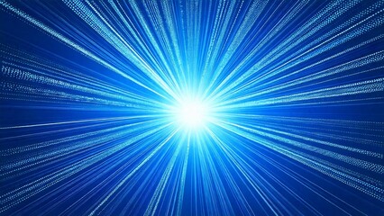 魔法のようなキラキラ 宇宙風サンバースト ブルー 水色 近未来の雰囲気 背景素材 16:9サイズ AI生成素材