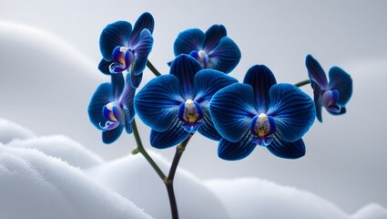Blue orchid flower on white background