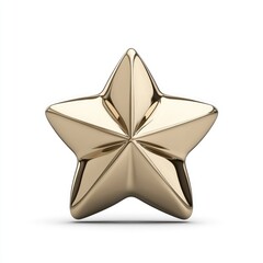 Obraz premium Shiny gold star-shaped object with smooth surfaces, casting soft shadows on a white background