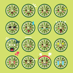 a lime emoticon set for a sticker emoji project or design element