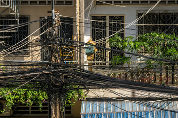 カンボジアの電柱