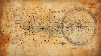 Obraz premium Antique Celestial Chart Showing Star Constellations and Patterns