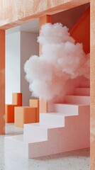 Surreal Staircase with Cloud