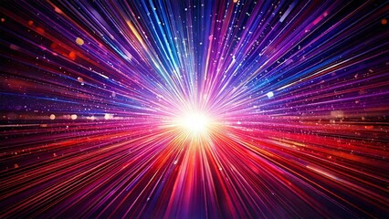 Fototapeta premium 魔法のようなキラキラ 宇宙風サンバースト 青紫 ピンク 赤 近未来の雰囲気 背景素材 16:9サイズ AI生成素材