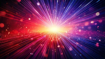 Fototapeta premium 魔法のようなキラキラ 宇宙風サンバースト 青紫 ピンク 赤 近未来の雰囲気 背景素材 16:9サイズ AI生成素材