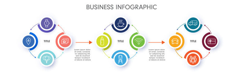 3 STAGE BUSINESS infographic process editable