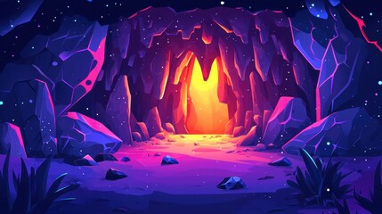 Glowing Cave Entrance Fantasy Landscape Art
