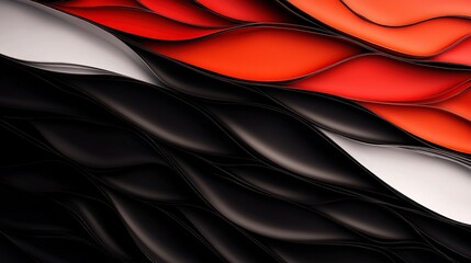 Obraz premium Abstract Red Black White Wave Background Geometric Design Modern Art 3D Render