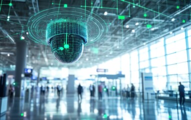 Smart security camera with network in airport.