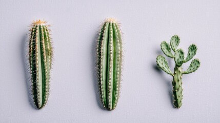 Three Succulents  Cactus Variety  Desert Plants  Green  Isolated