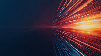 Dynamic light streaks create sense of speed and motion in dark background. This vibrant image evokes energy and innovation