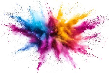 Splash of colorful powder over white background.